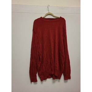 John Ashford Sweater 2XLT Red Cotton Blend Knit Pullover Menswear Top 2XL Tall
